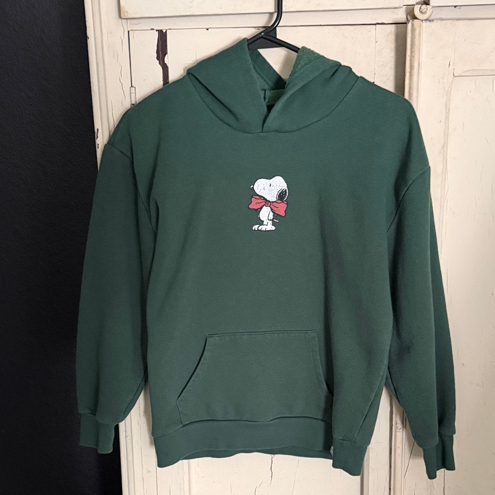 Green Hoodie with Snoopy in a Bow!
